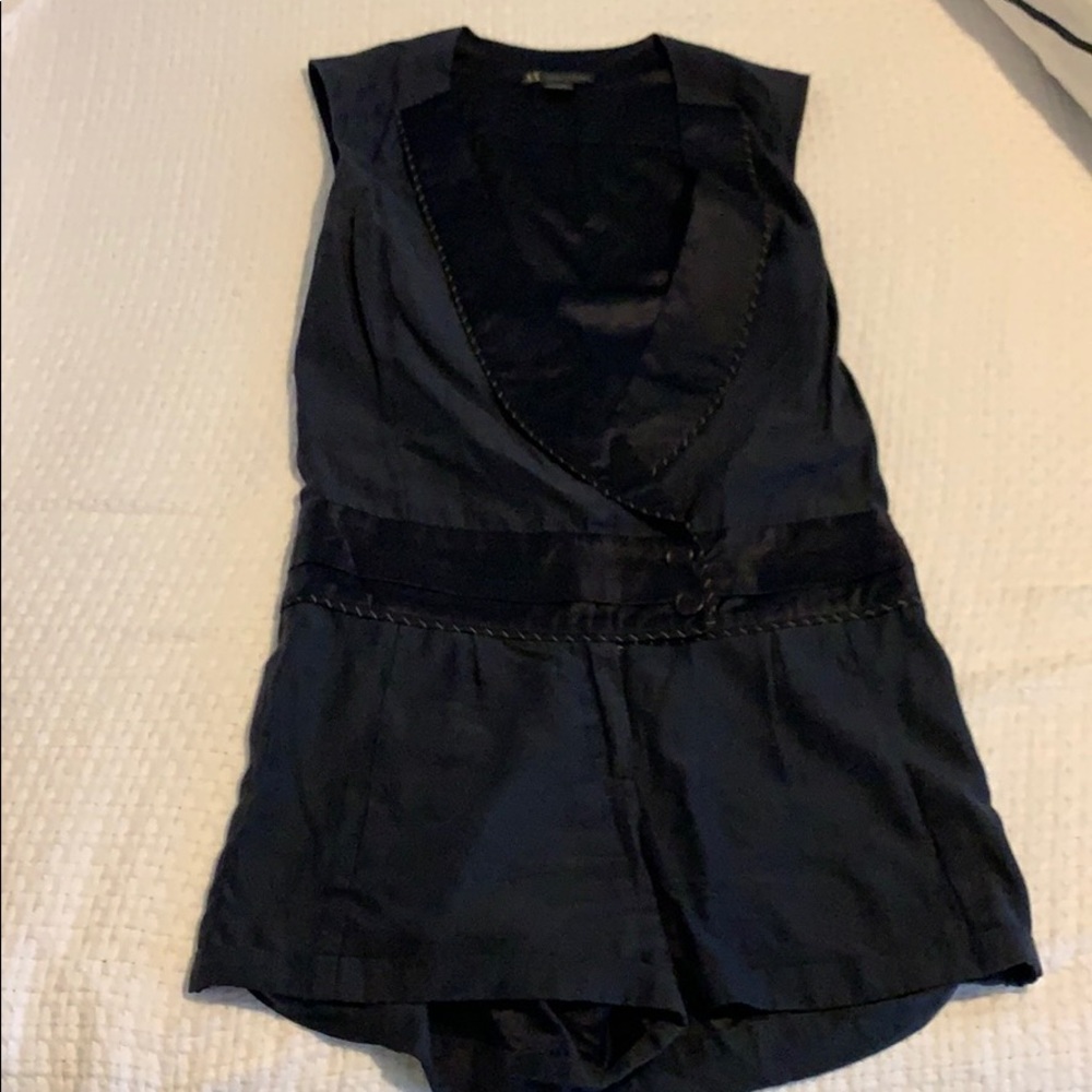 Armani Exchange Navy Silk Shorts Jumpsuit
